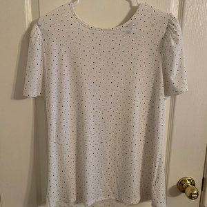 White and black polka-dot blouse - size XL